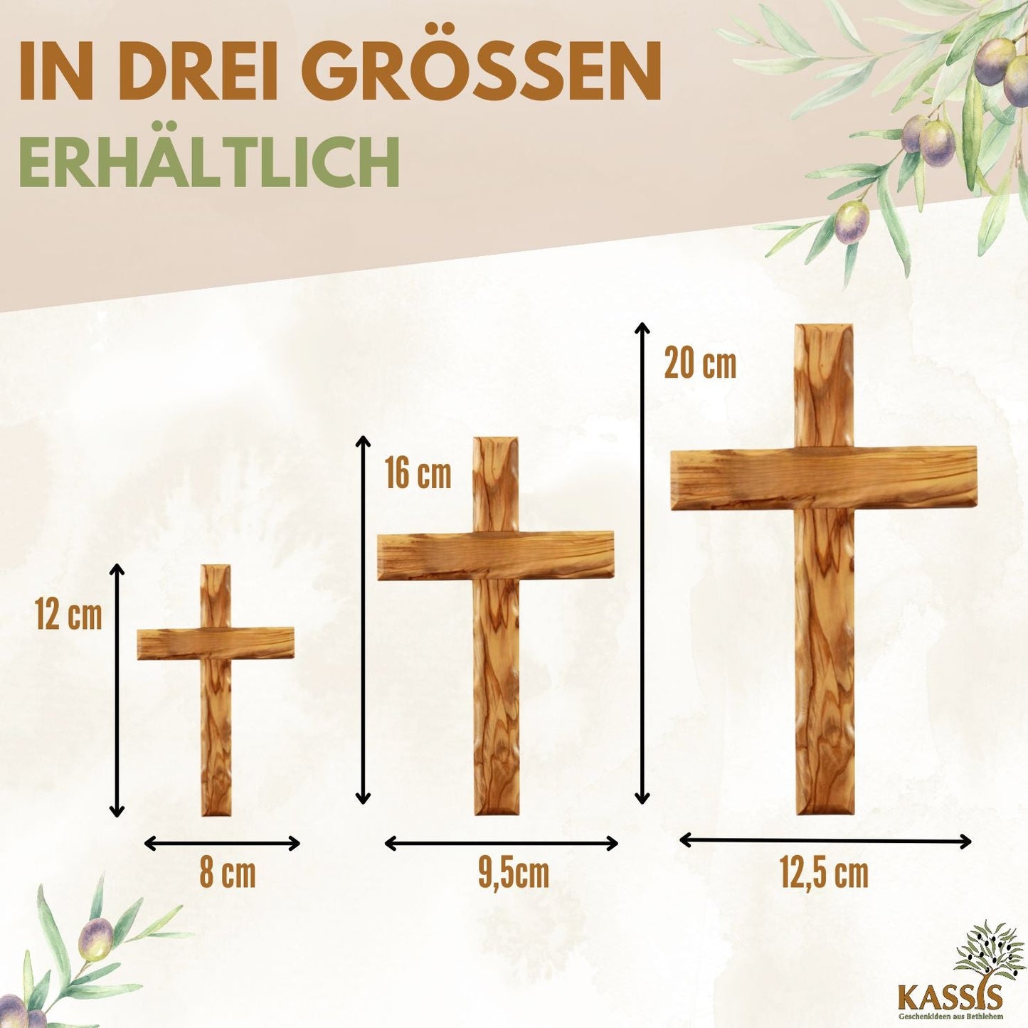 Schlichtes Wandkreuz aus Olivenholz-2