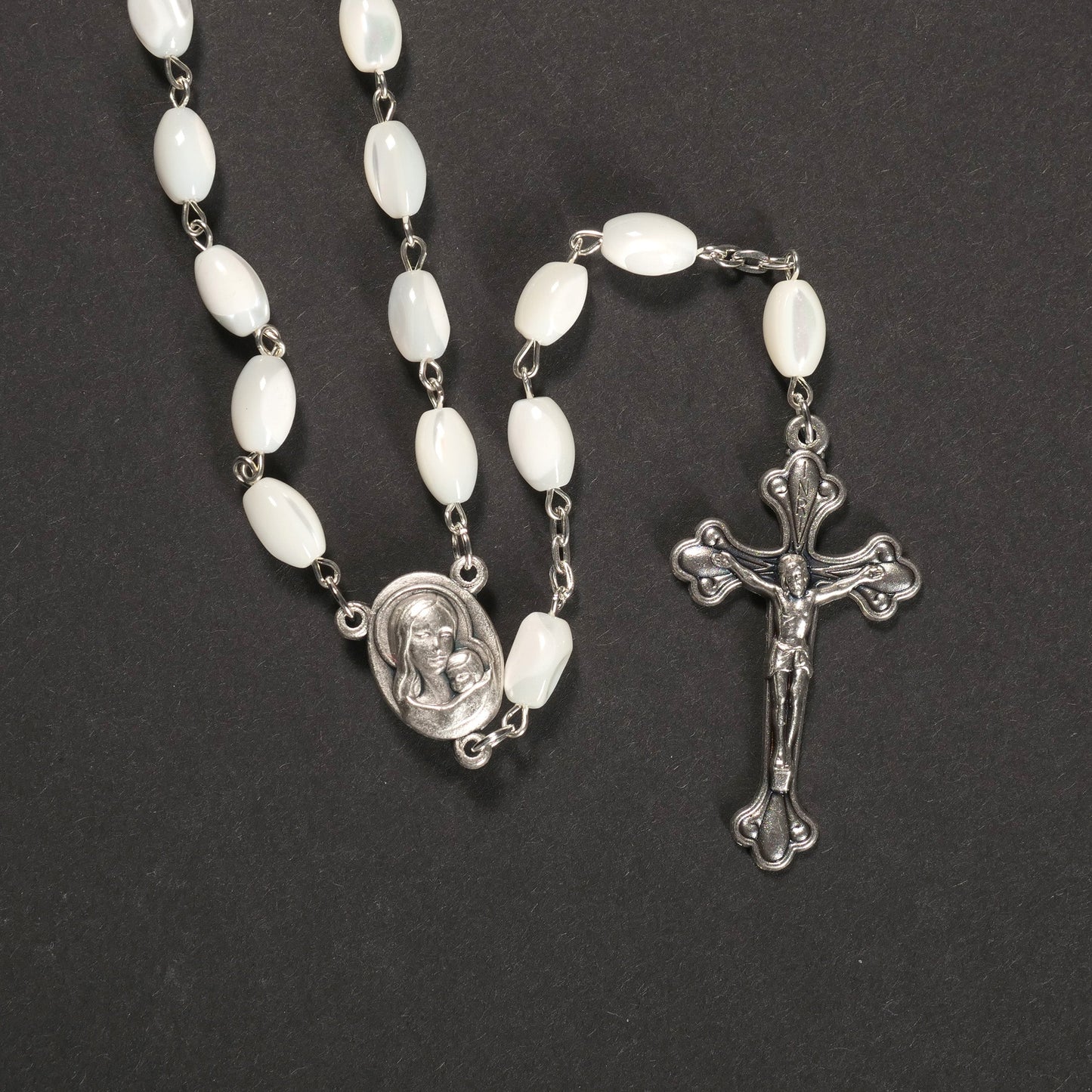 Rosenkranz mit ovalen Perlen aus Perlmutt-2