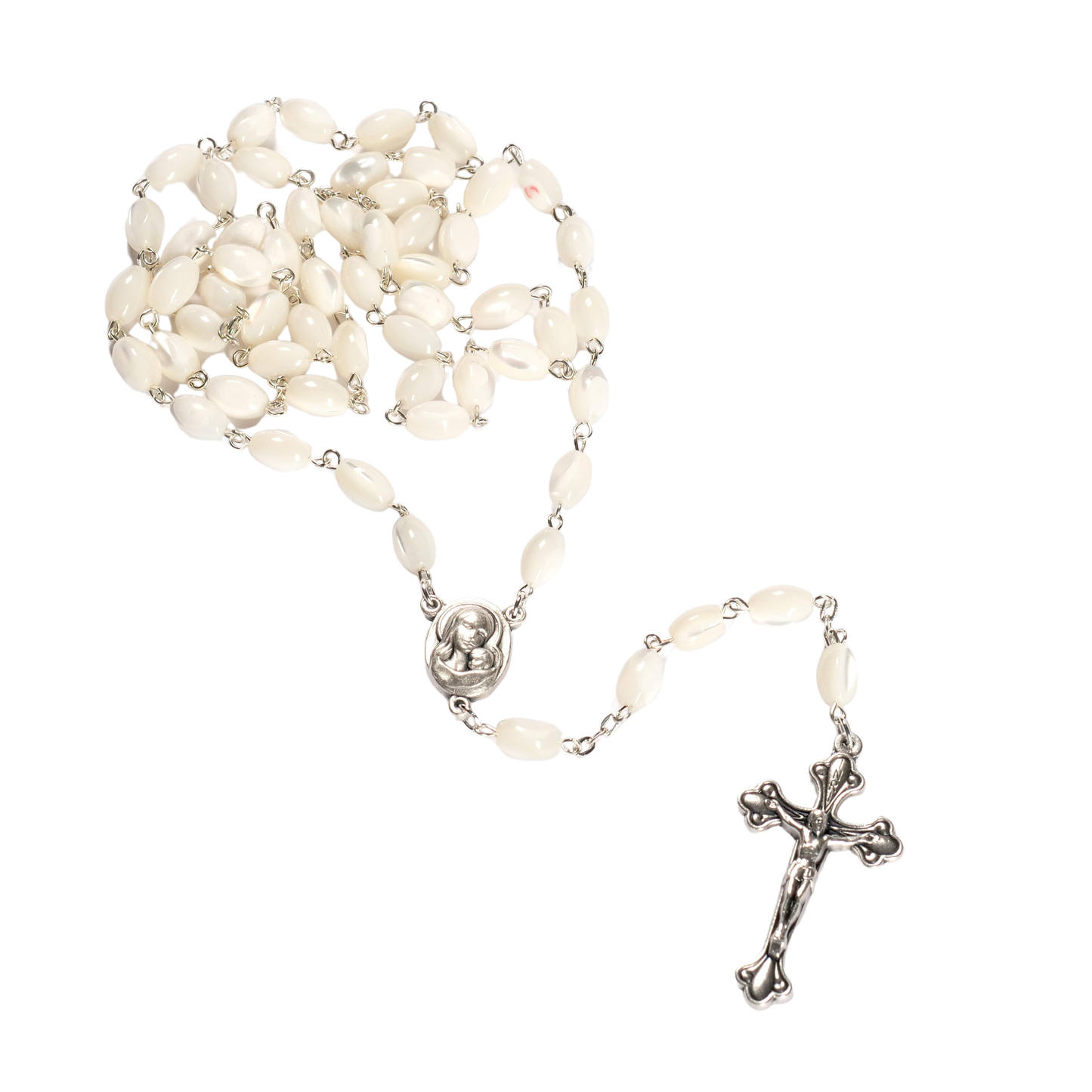 Rosenkranz mit ovalen Perlen aus Perlmutt-0