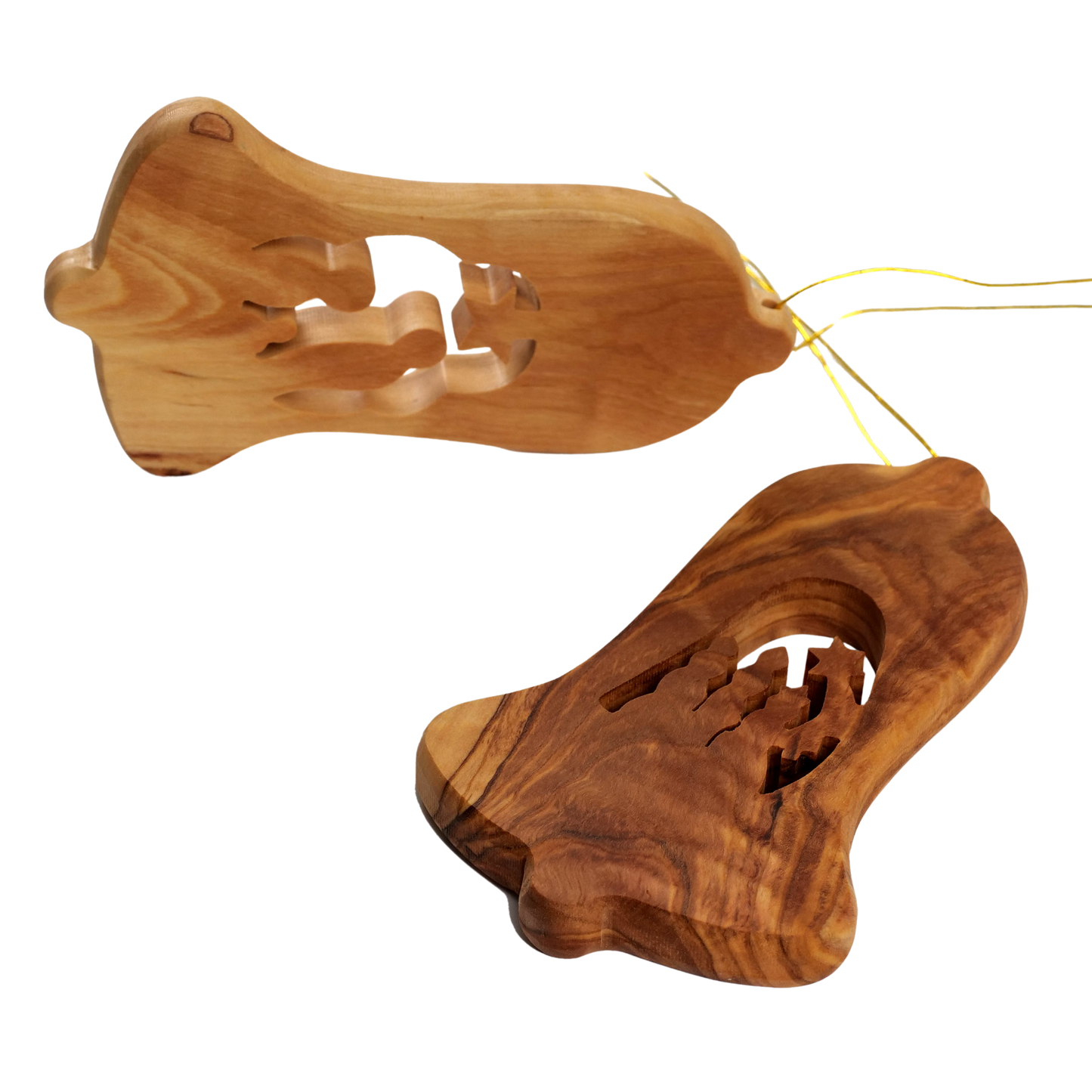 Weihnachtsdeko Baumschmuck Krippe 3er Set Glocke Anhänger - ohne Rinde-3