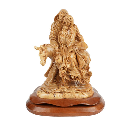 Flucht nach Ägypten – Handgeschnitzte Olivenholzskulptur aus Bethlehem (30 cm)-0