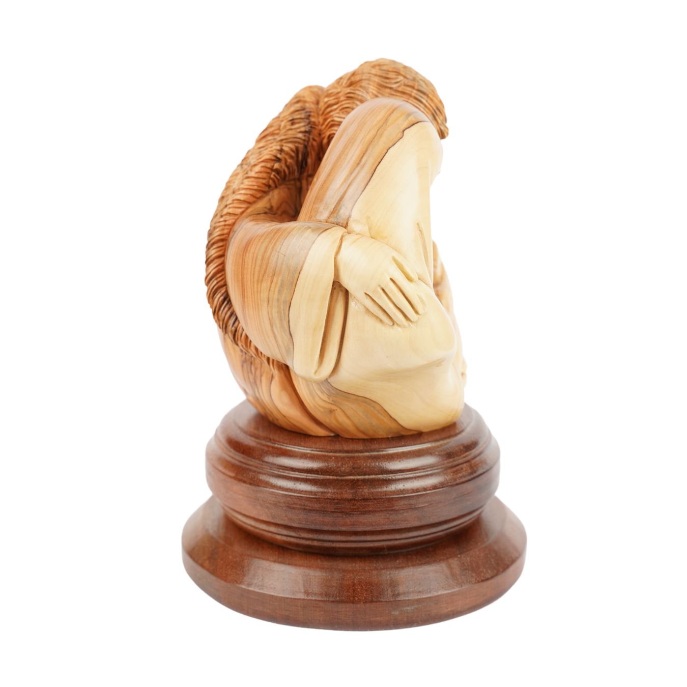 Heilige Familie im Kreis der Liebe – Handgeschnitzte Olivenholzskulptur aus Bethlehem (21 cm)-2
