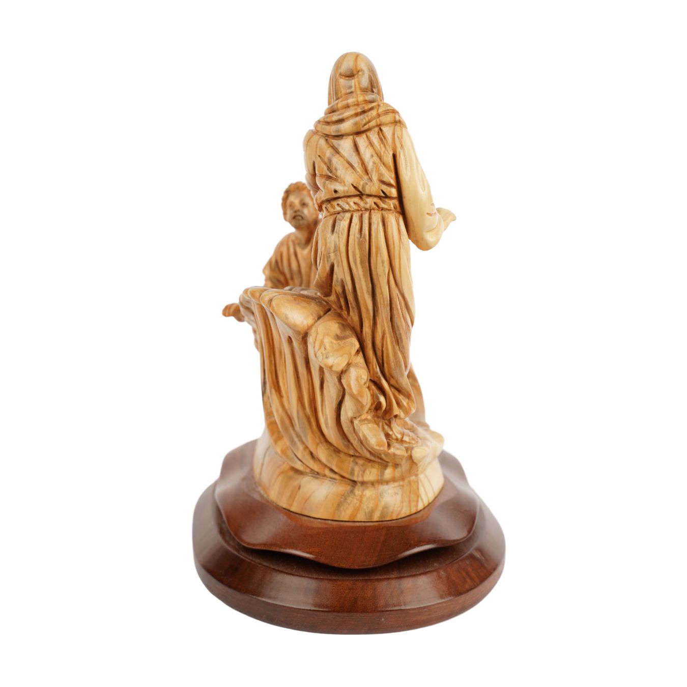 Handgeschnitzte Szene „Jesus rettet Petrus“ – Exklusive Olivenholzskulptur aus Bethlehem (23 cm)-1