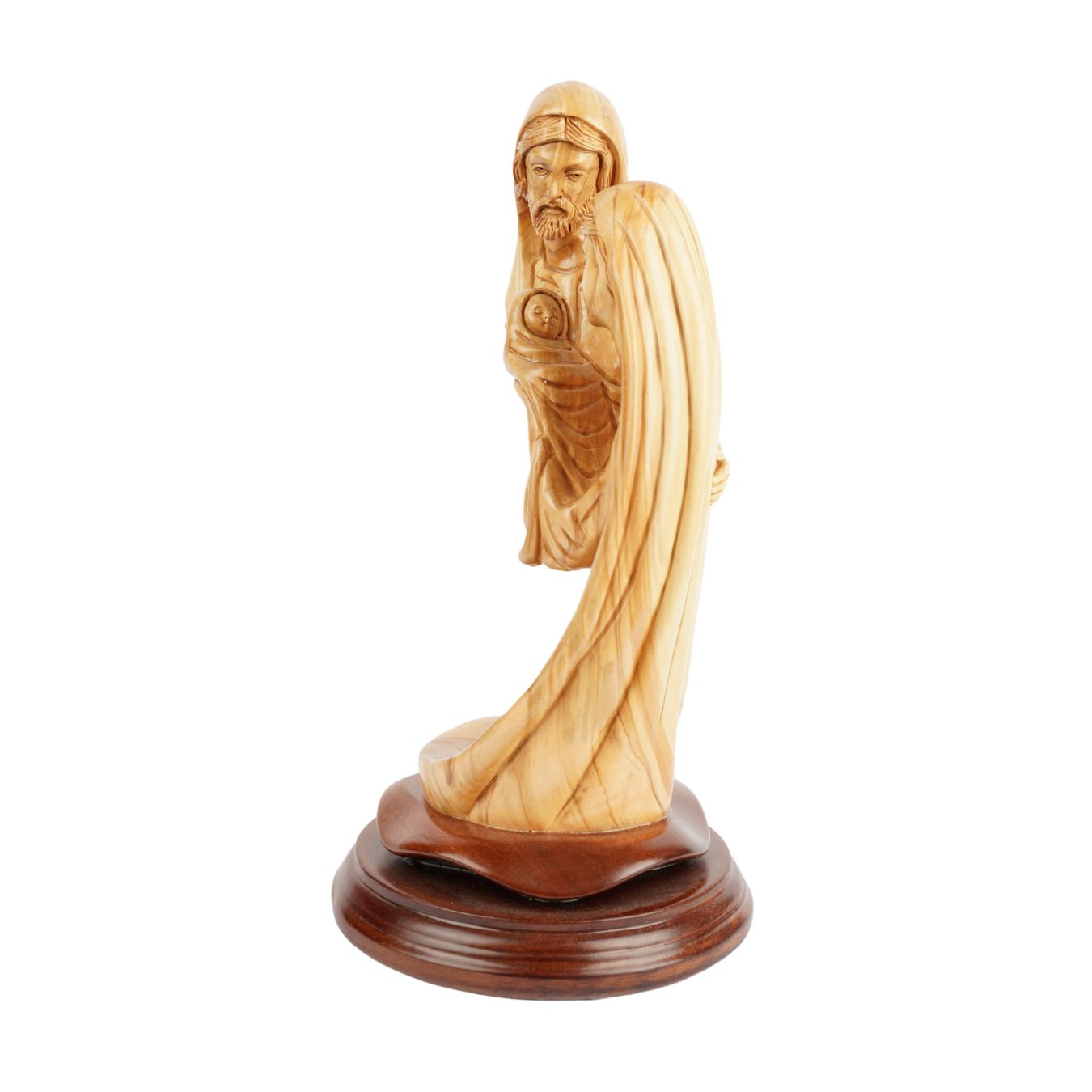 Heilige Familie mit Jesuskind – Handgeschnitzte Olivenholzskulptur aus Bethlehem (28 cm)-1