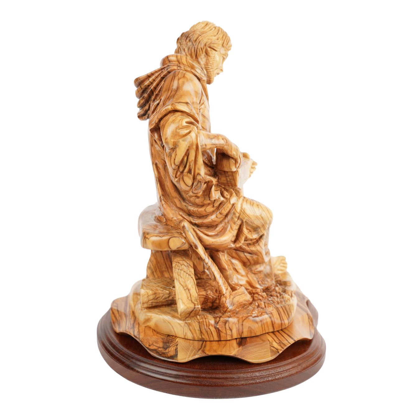 Handgeschnitzte Skulptur „Josef als Zimmermann“ – Olivenholzfigur aus Bethlehem (29 cm)-1