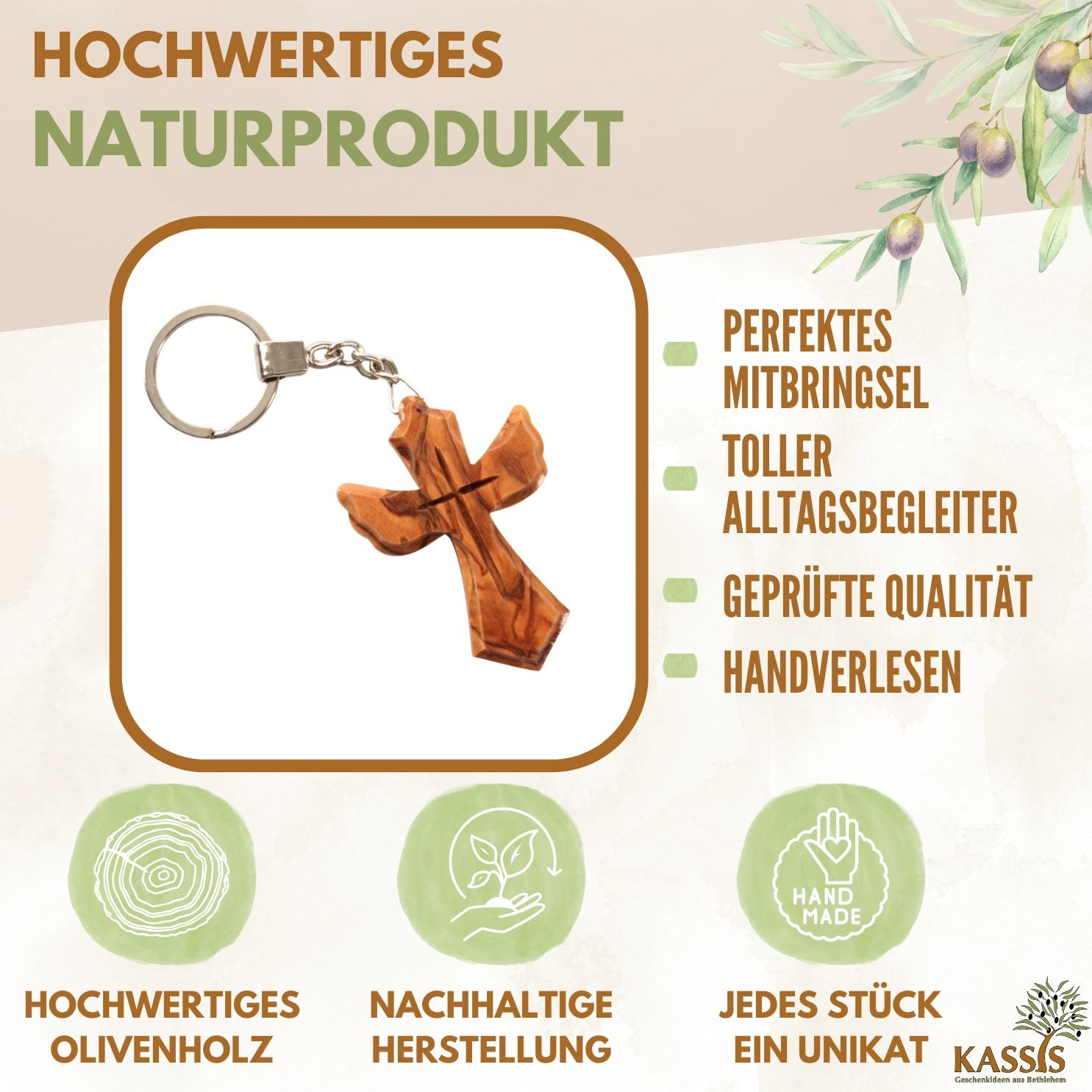 Schlüsselanhänger Kreuz in Engel-Form-1