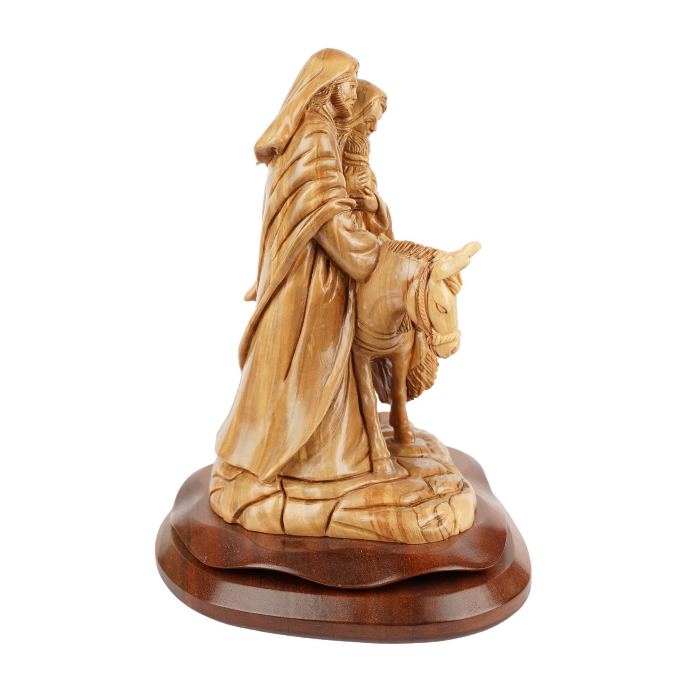Flucht nach Ägypten – Handgeschnitzte Olivenholzskulptur aus Bethlehem (30 cm)-3