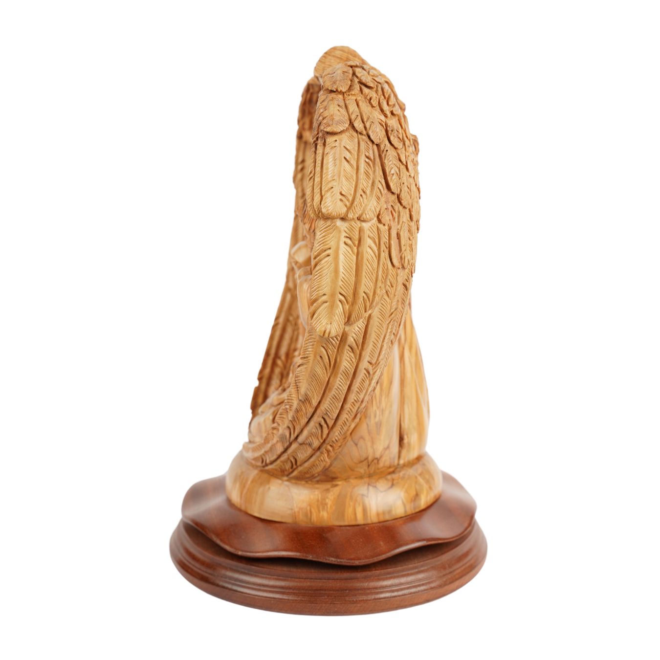Handgeschnitzte Krippenszene mit Engel – Olivenholzskulptur aus Bethlehem (30 cm)-3