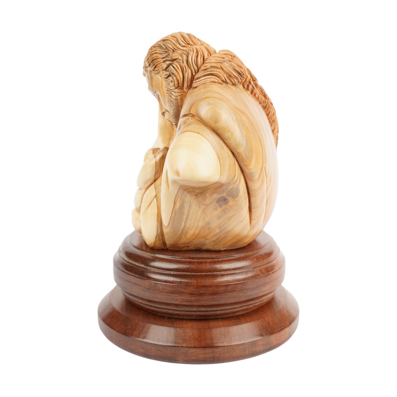 Heilige Familie im Kreis der Liebe – Handgeschnitzte Olivenholzskulptur aus Bethlehem (21 cm)-1