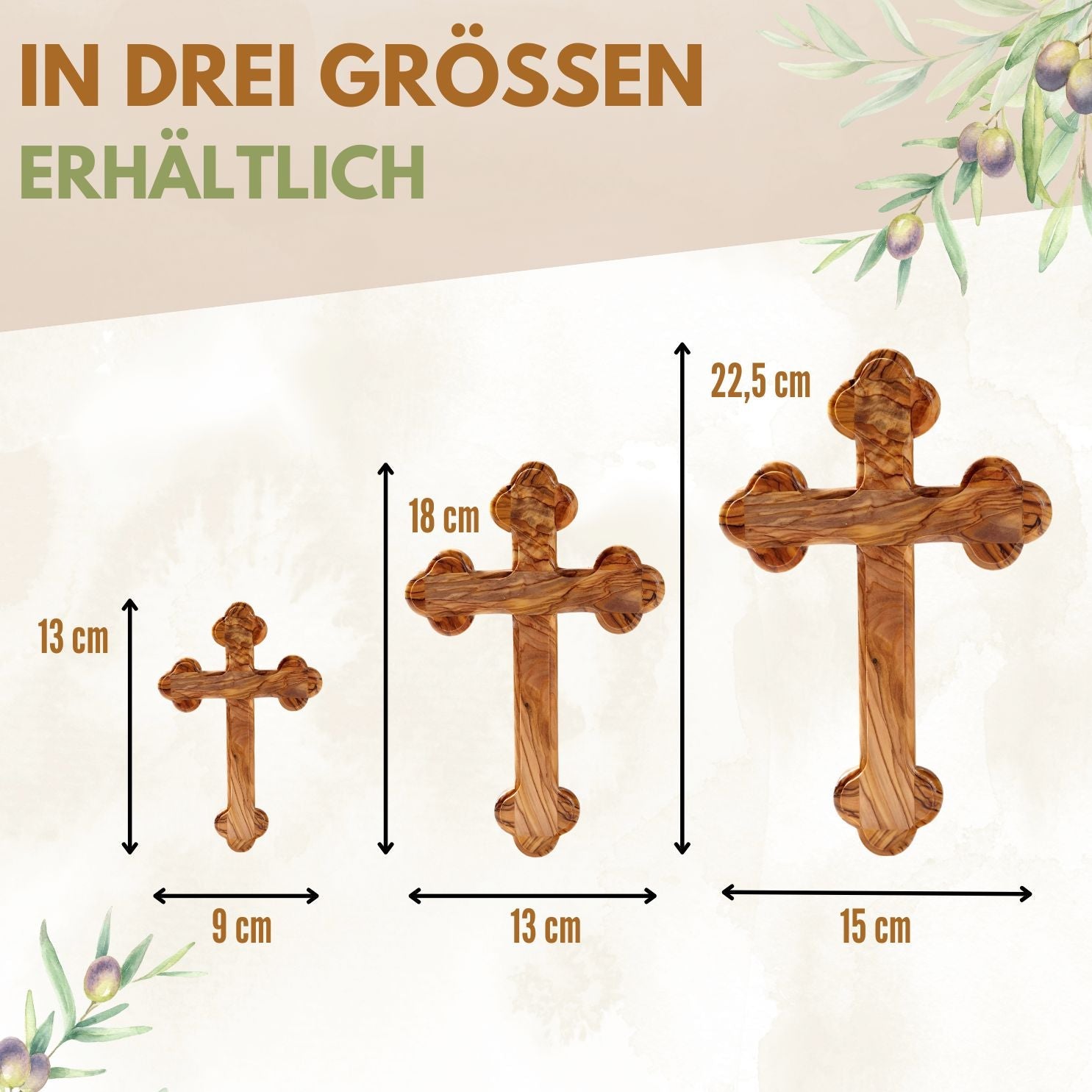 Olivenholz Kreuz mit runden Kanten-2