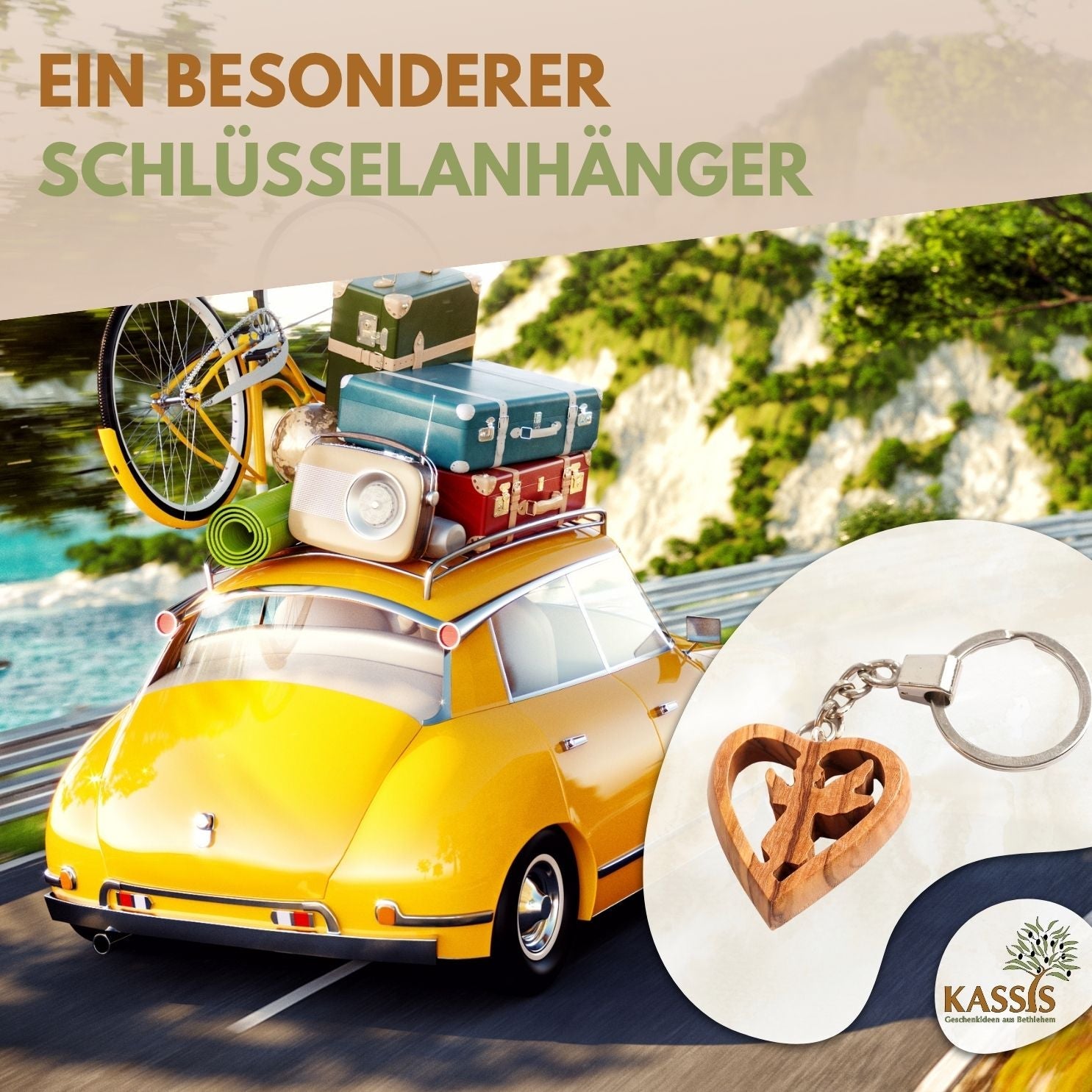 Schlüsselanhänger Schutzengel im Herz aus Olivenholz-4