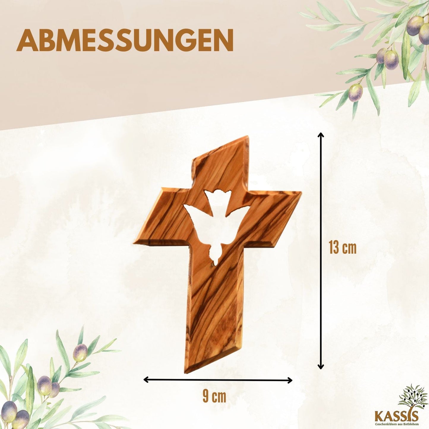 Olivenholz Wandkreuz mit dem Heiligen Geist-2