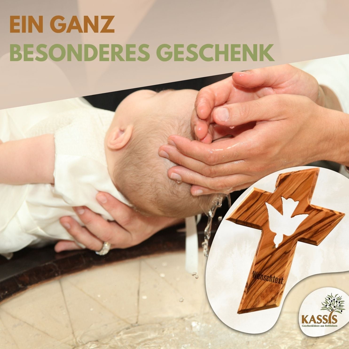 Olivenholz Wandkreuz mit dem Heiligen Geist-4