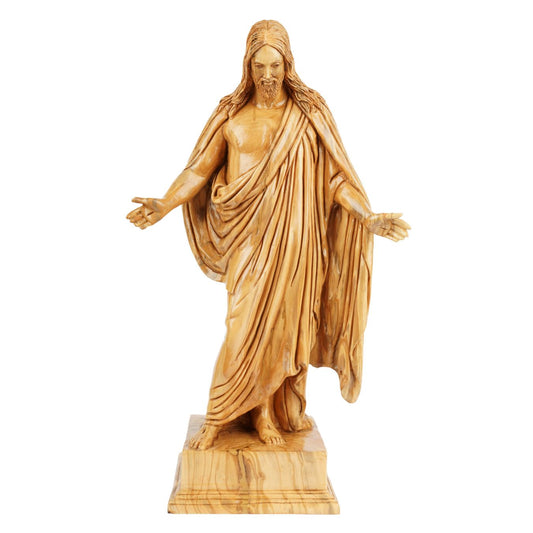 Handgeschnitzte Jesus-Statue aus Olivenholz – Exklusive Christusfigur aus Bethlehem (39 cm)-0