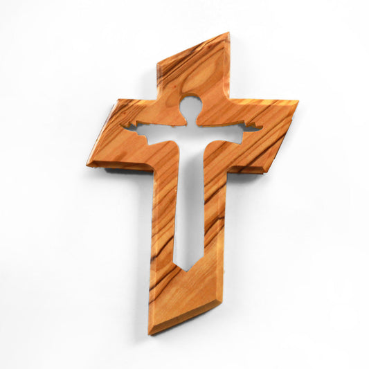 Olivenholz Wandkreuz mit dem Auferstandenen Jesus-0