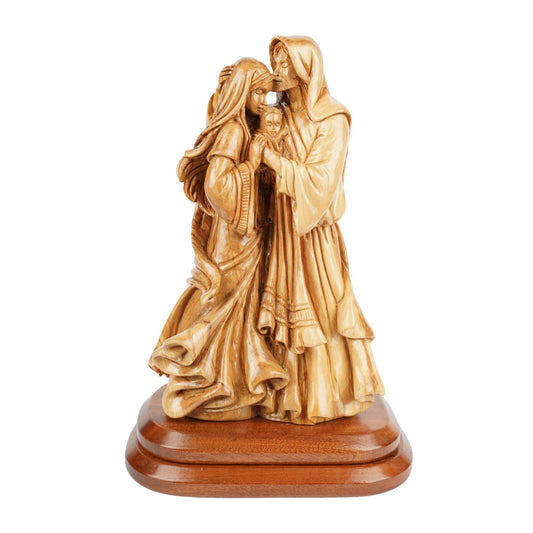 Handgeschnitzte Heilige Familie aus Olivenholz – Exklusive Holzskulptur aus Bethlehem (35 cm)-0