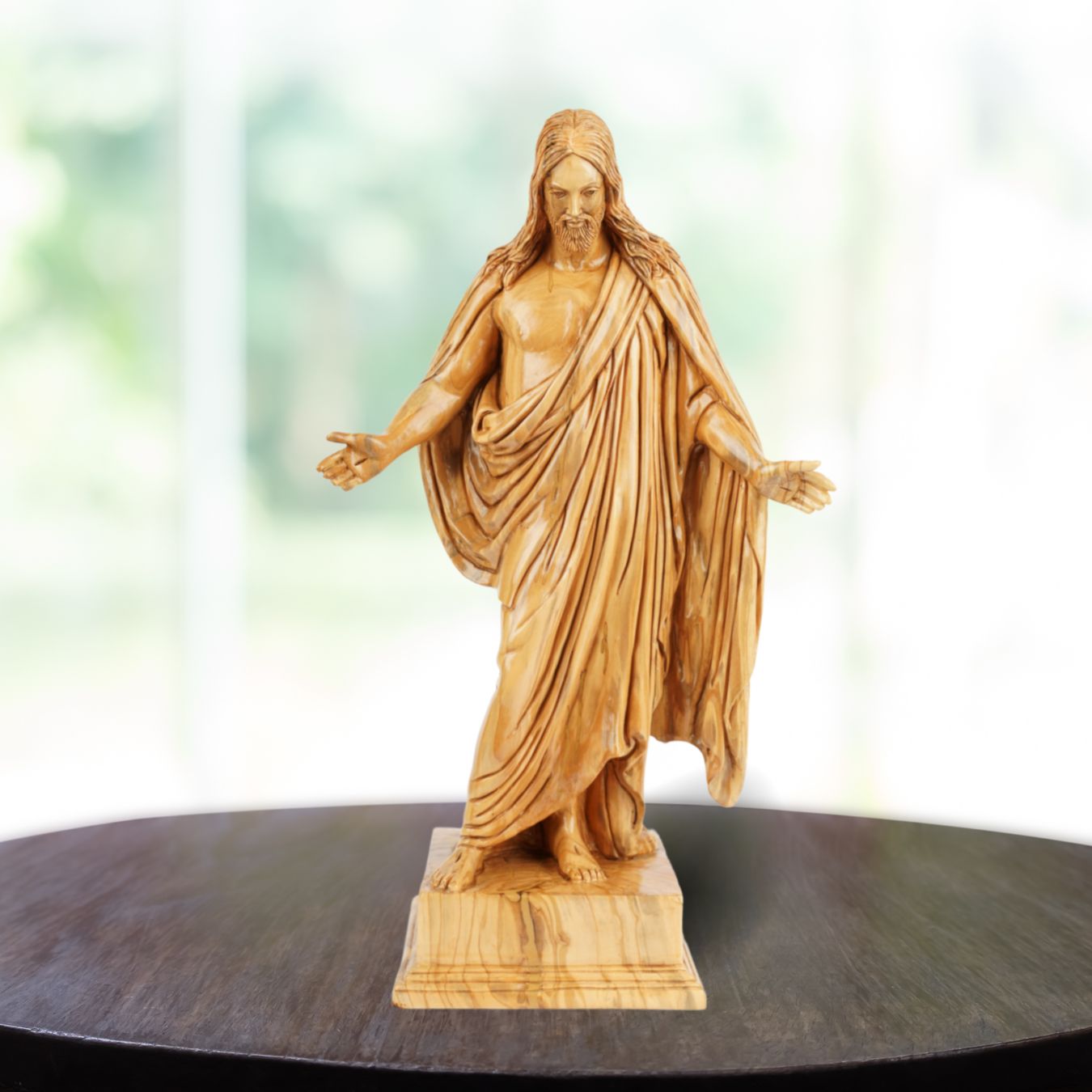 Handgeschnitzte Jesus-Statue aus Olivenholz – Exklusive Christusfigur aus Bethlehem (39 cm)-1